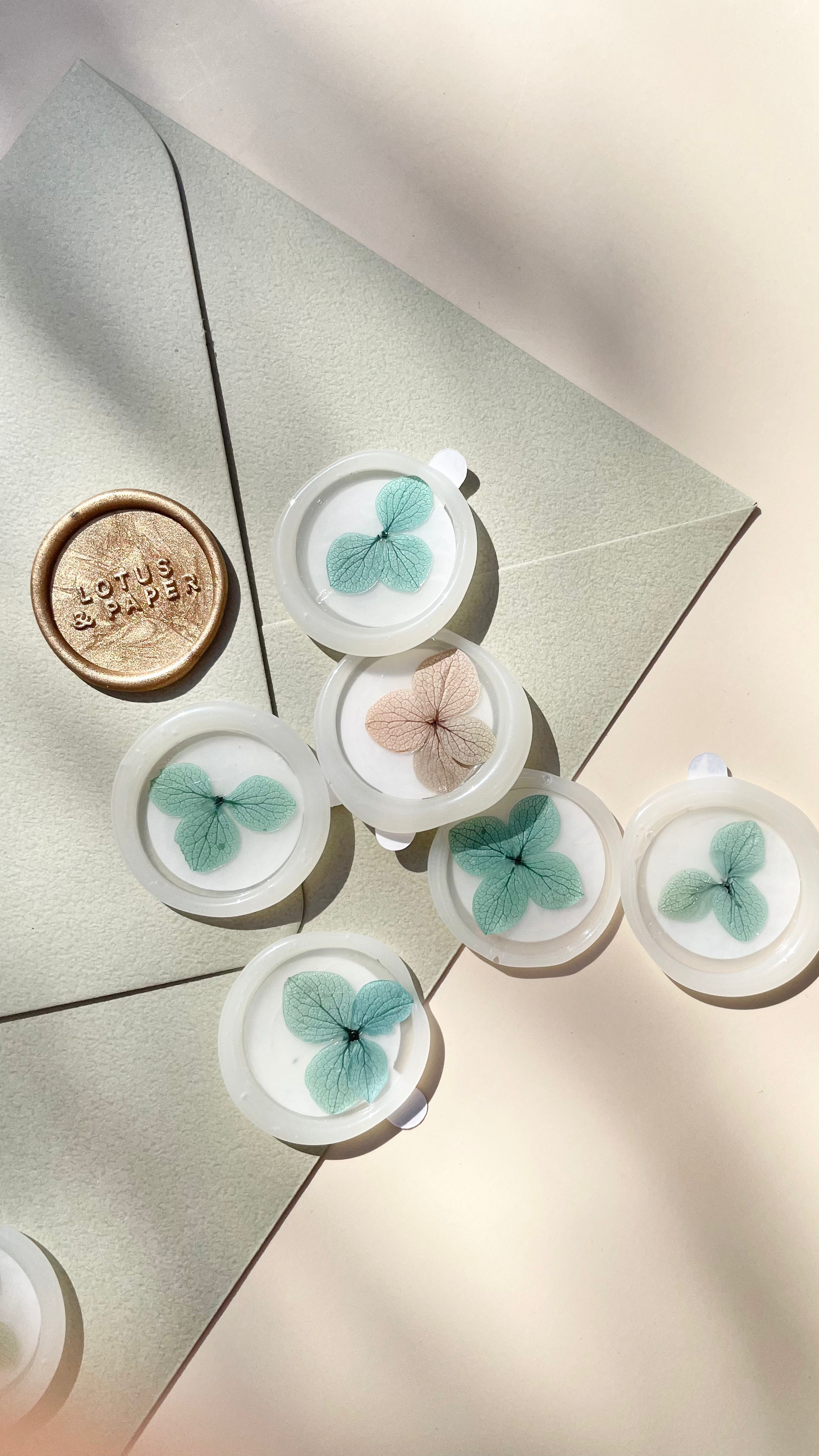 Pressed Hydrangea Wax Seal Stickers