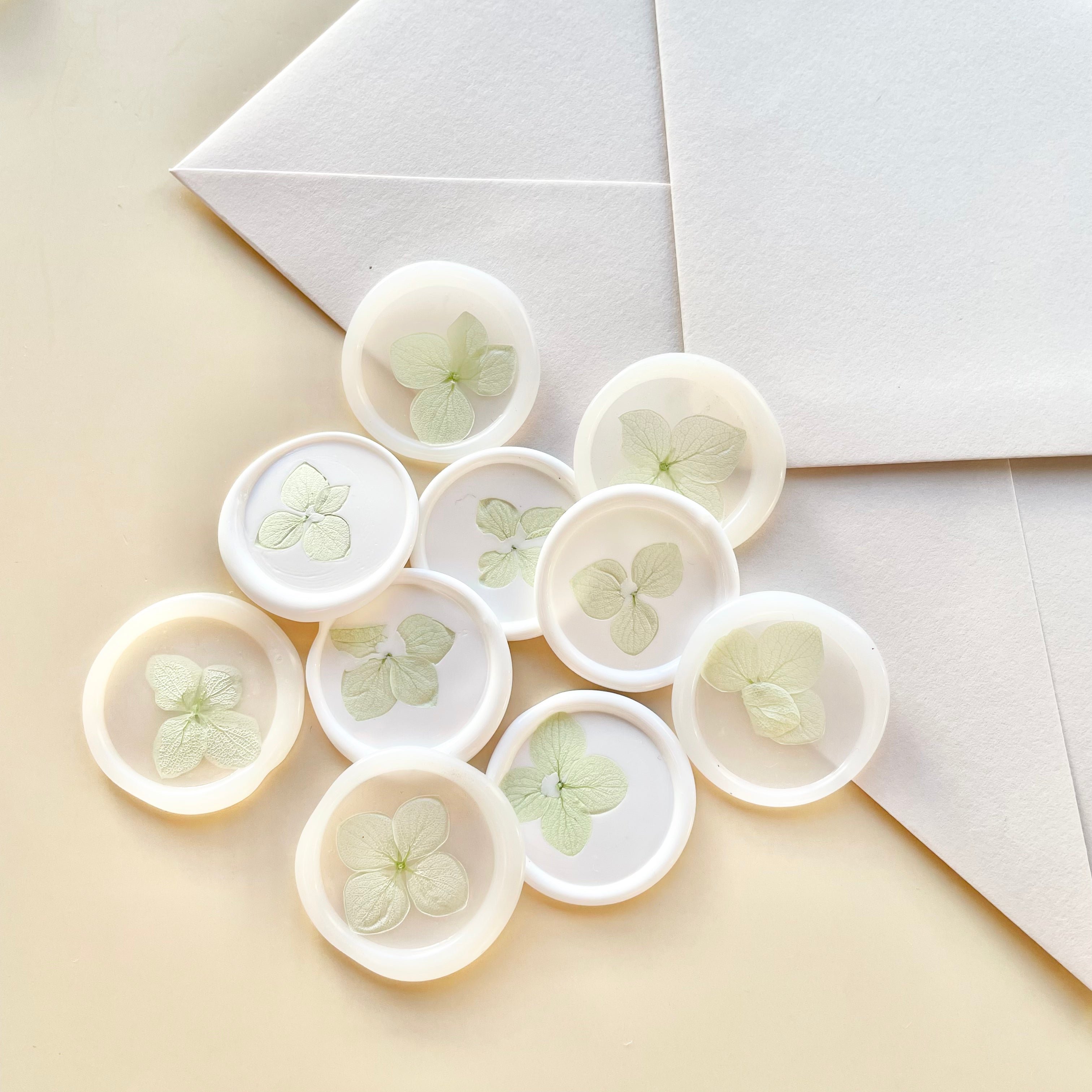 Pressed Hydrangea Wax Seal Stickers