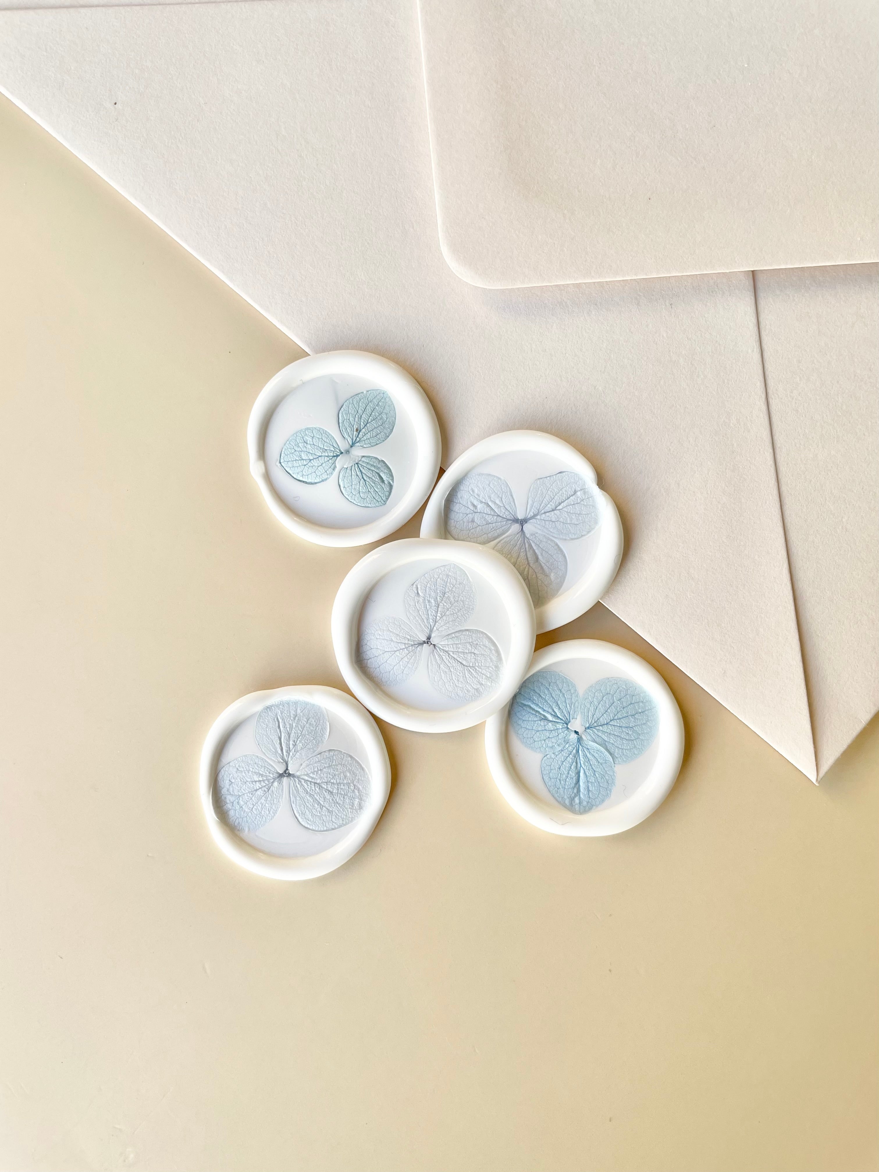 Pressed Hydrangea Wax Seal Stickers