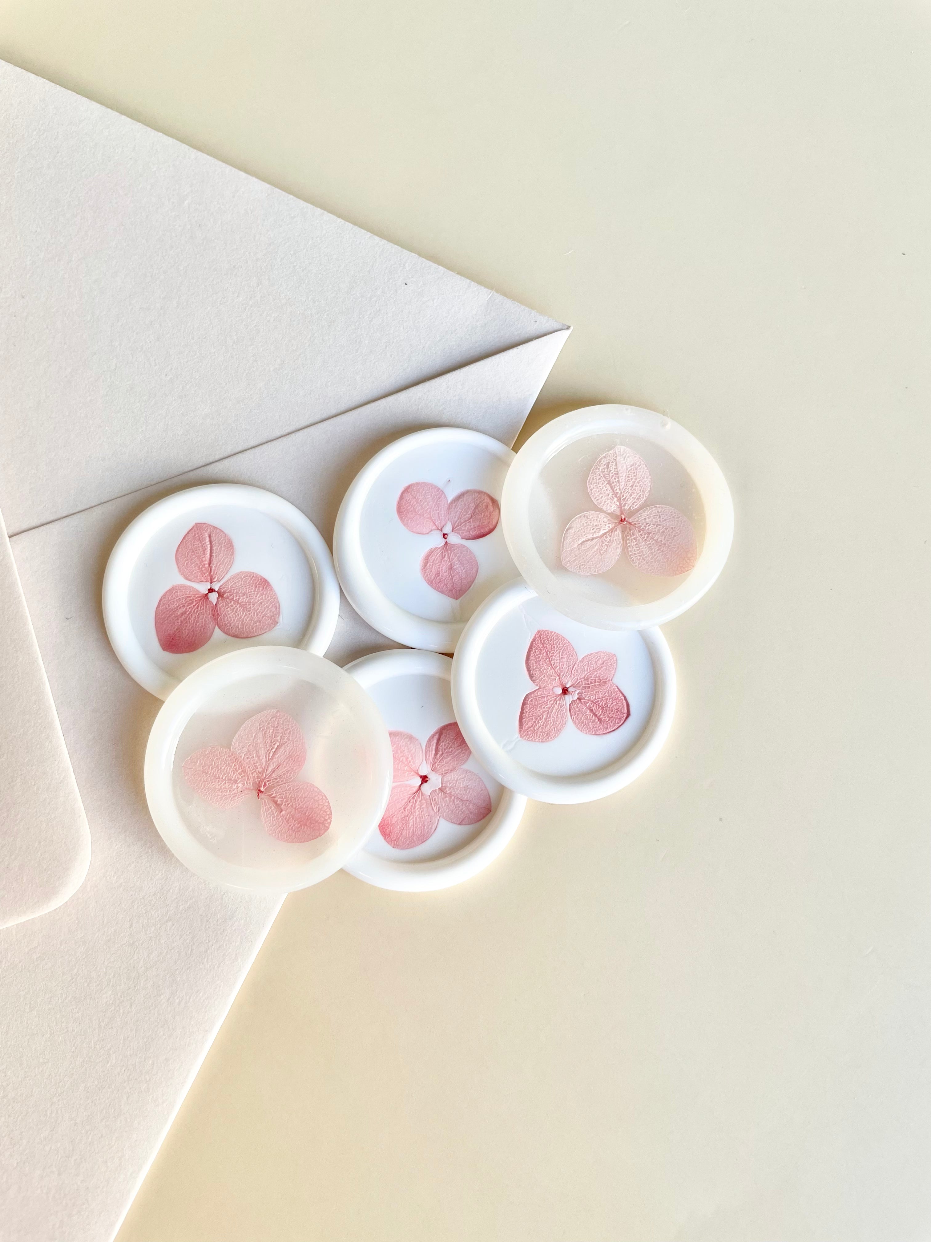 Pressed Hydrangea Wax Seal Stickers