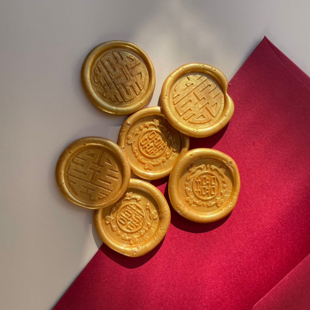 Double Happiness Floral Wax Seal Stickers