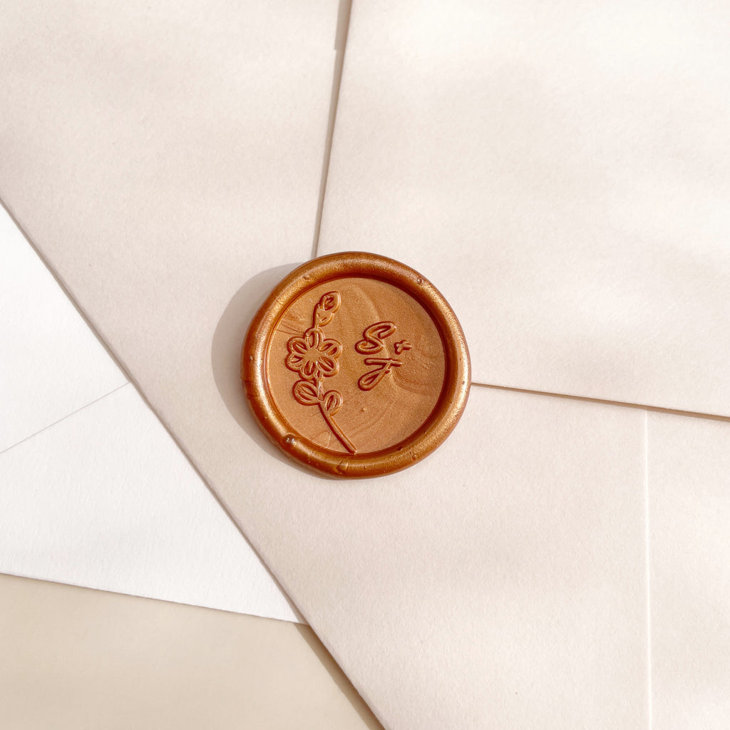 Cherry Blossom Monogram Wax Seal Stickers