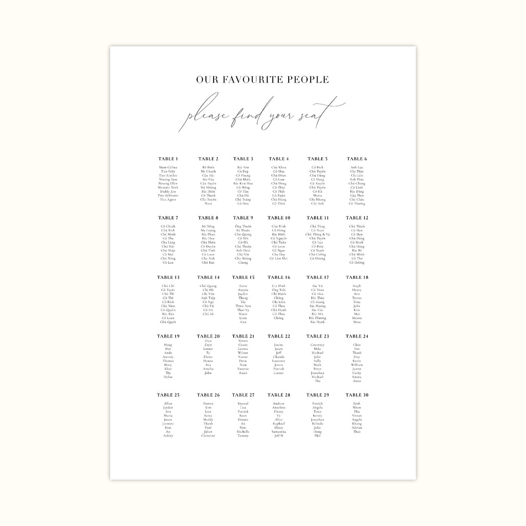 Da Lat Seating Chart