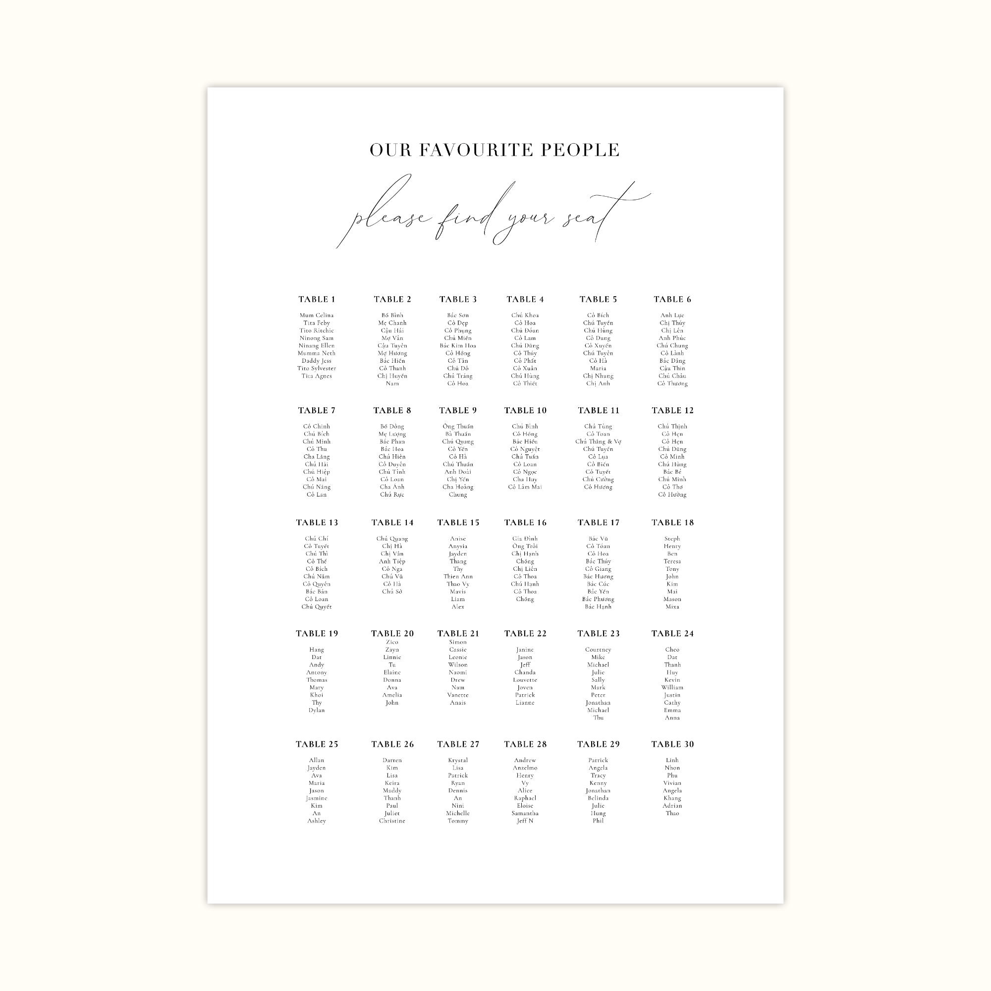 Da Lat Seating Chart