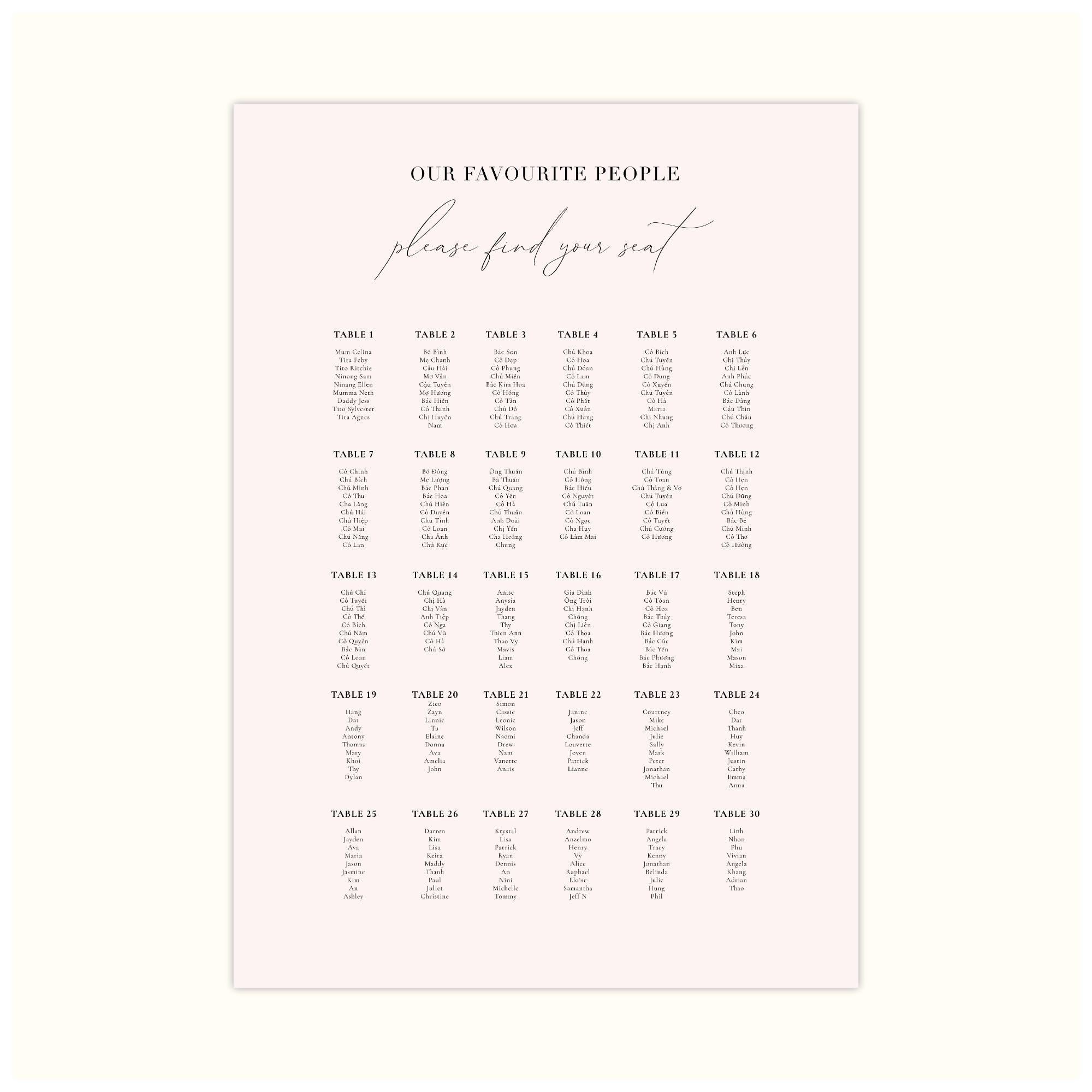 Da Lat Seating Chart